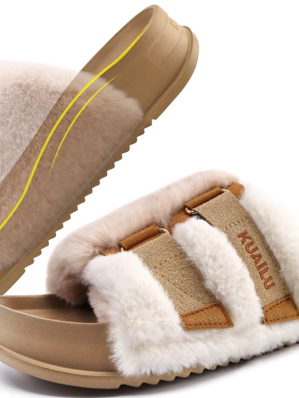 KuaiLu Women's Orthotic Arch Support Slippers Beige 8